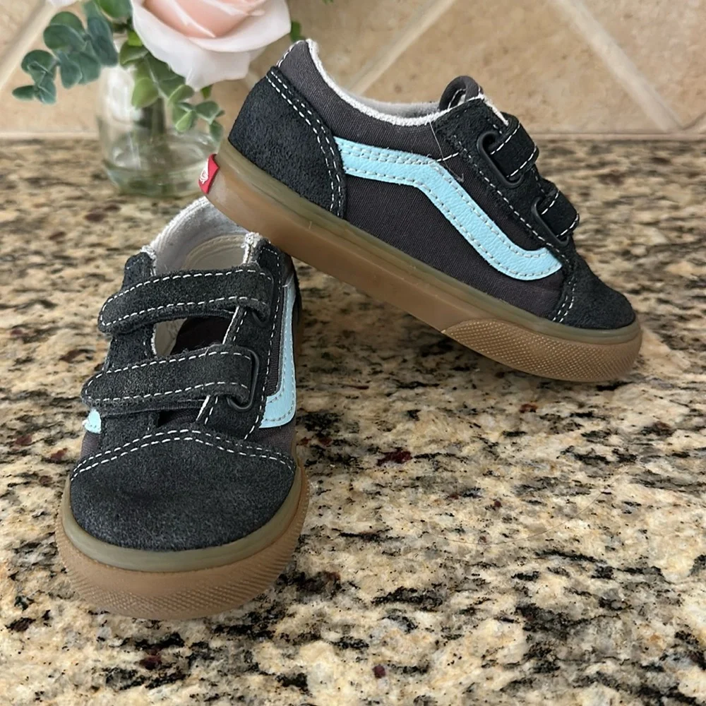 VANS Teal and Grey Old Skool Sneakers size 8